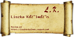 Liszka Kálmán névjegykártya
